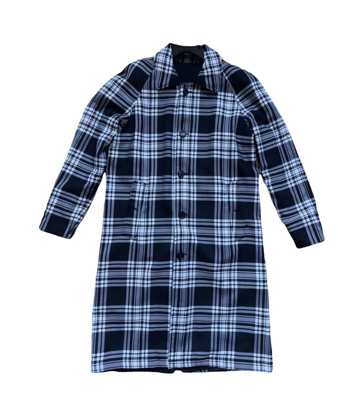 image of Burberry Tartan Check Gabardine Reversible Car Coat 46 S in Black, Men's (Size Small)