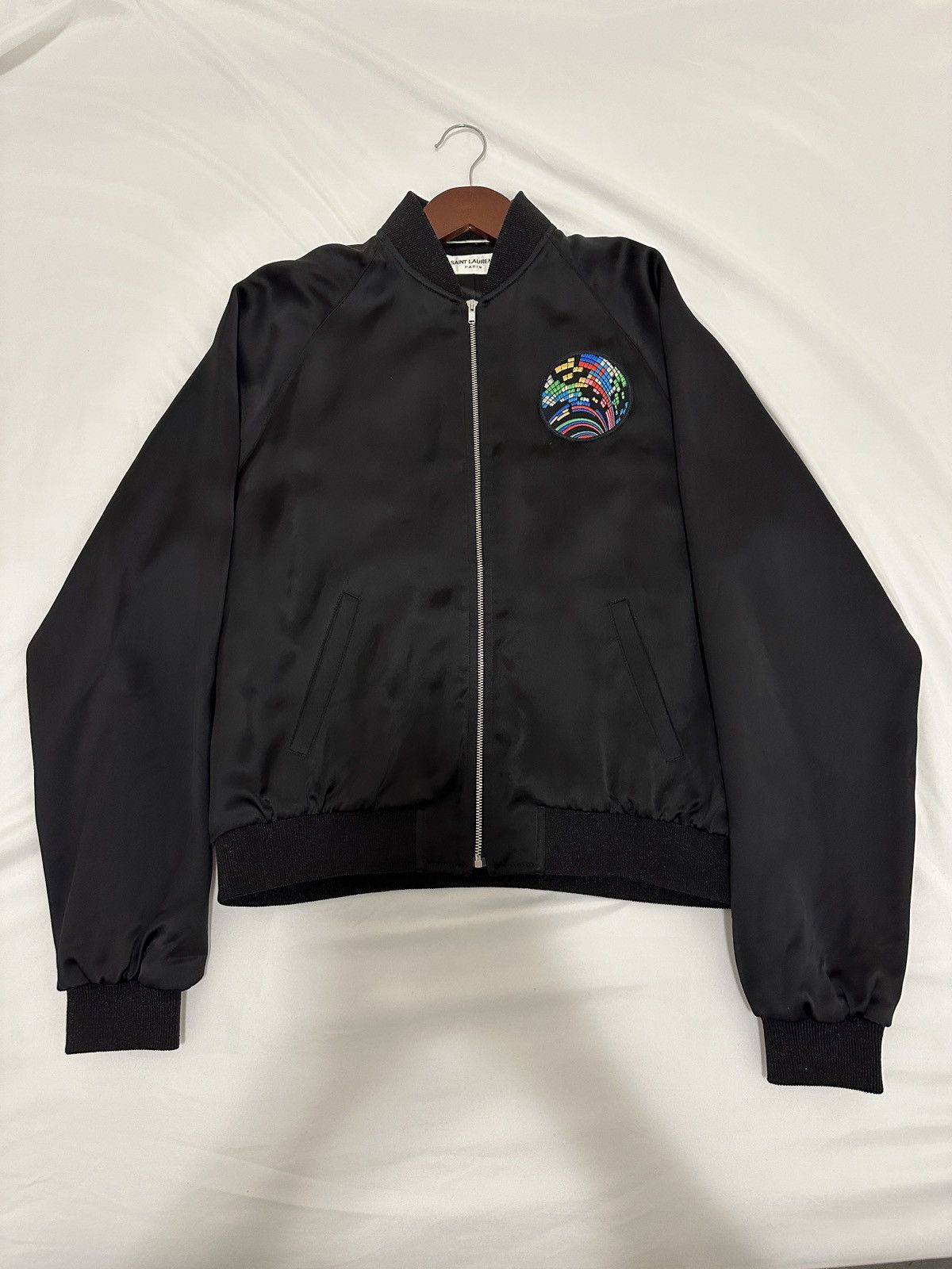 Saint Laurent Paris “SWEET DREAMS” Satin Bomber Jacket - Sz 48 Size US M / EU 48-50 / 2 - 2 Thumbnail