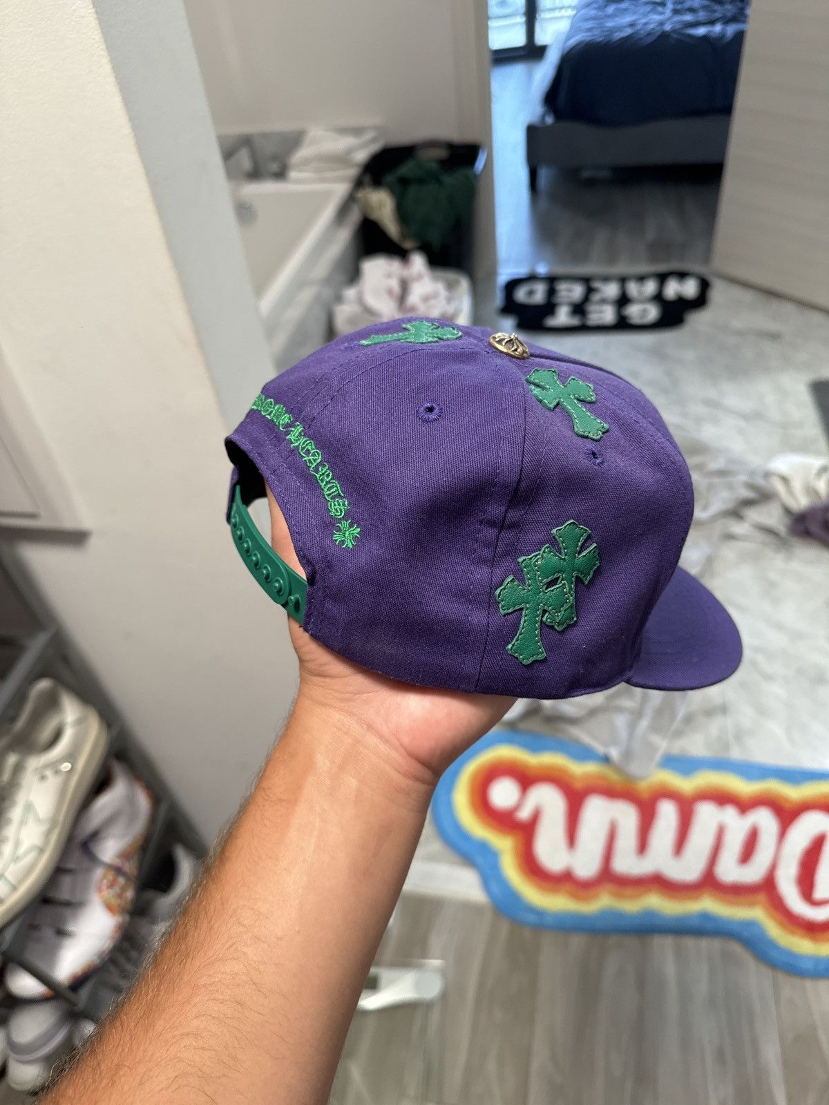 Chrome Hearts Purple Chrome Hearts Hat With Green Patches Size ONE SIZE - 5 Thumbnail