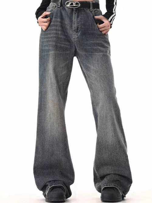 Japanese Brand × Jean Men's trendy washed distressed flared jeans Size US 32 / EU 48 - 1 Thumbnail