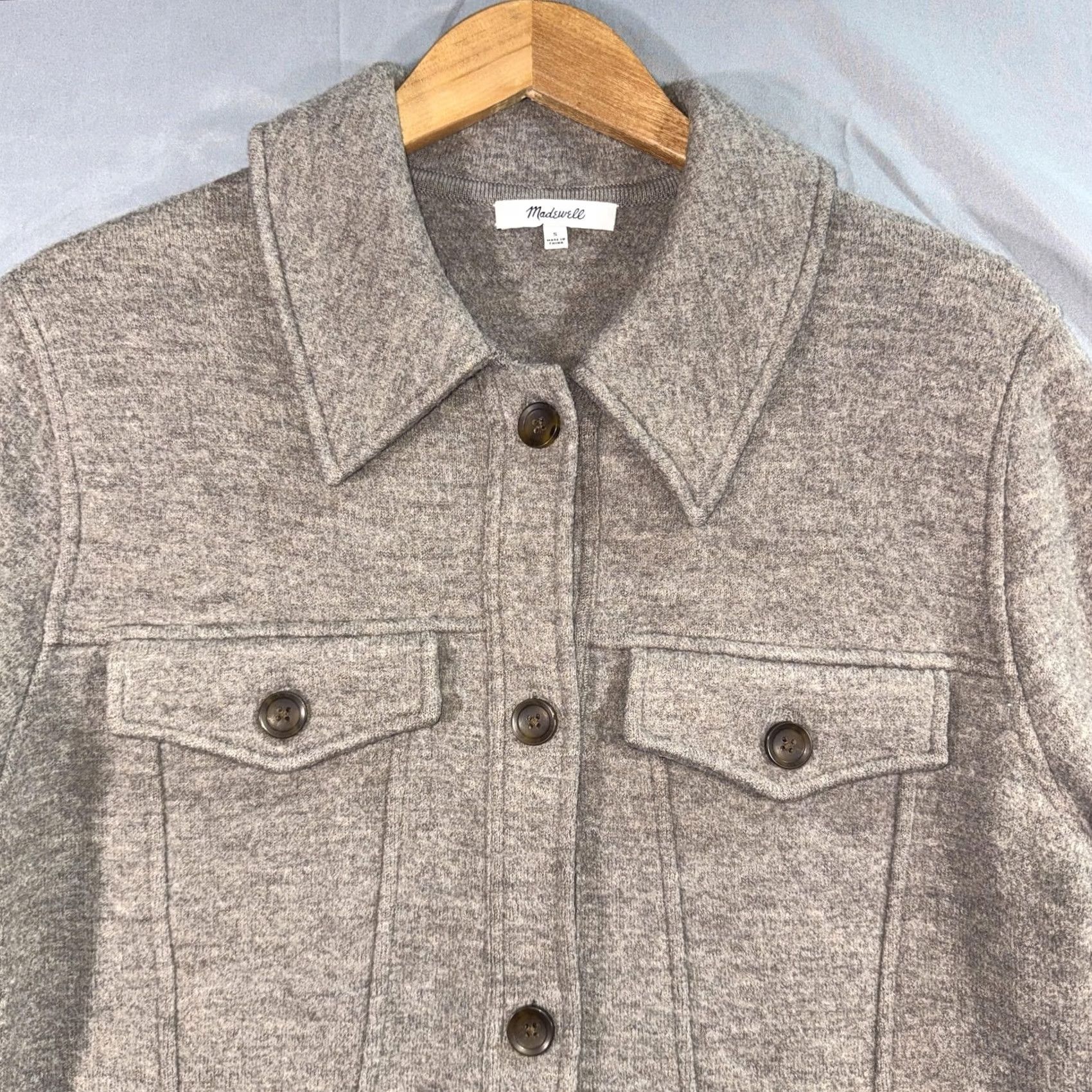 Madewell VINTAGE Madewell Jacket Womens Small Gray Merino Wool Knit Button Front Pockets Size S / US 4 / IT 40 - 5 Thumbnail