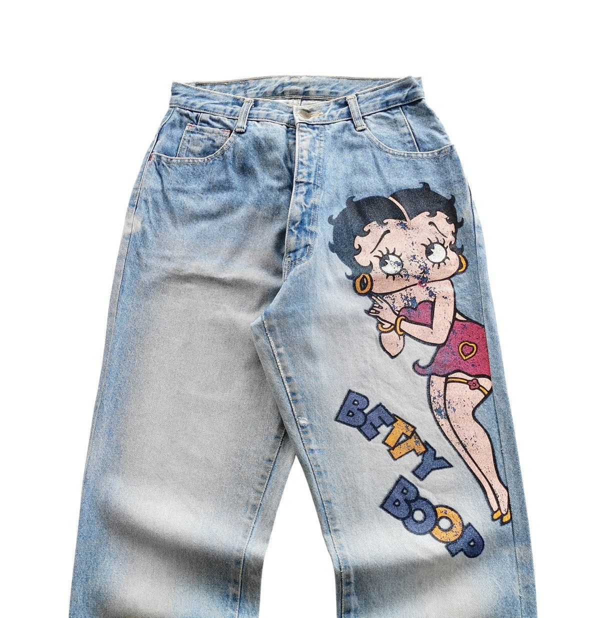 Anime Vintage Betty Boop Big Betty Print Light Wash Jeans Size 28 Size US 28 / EU 44 - 3 Thumbnail