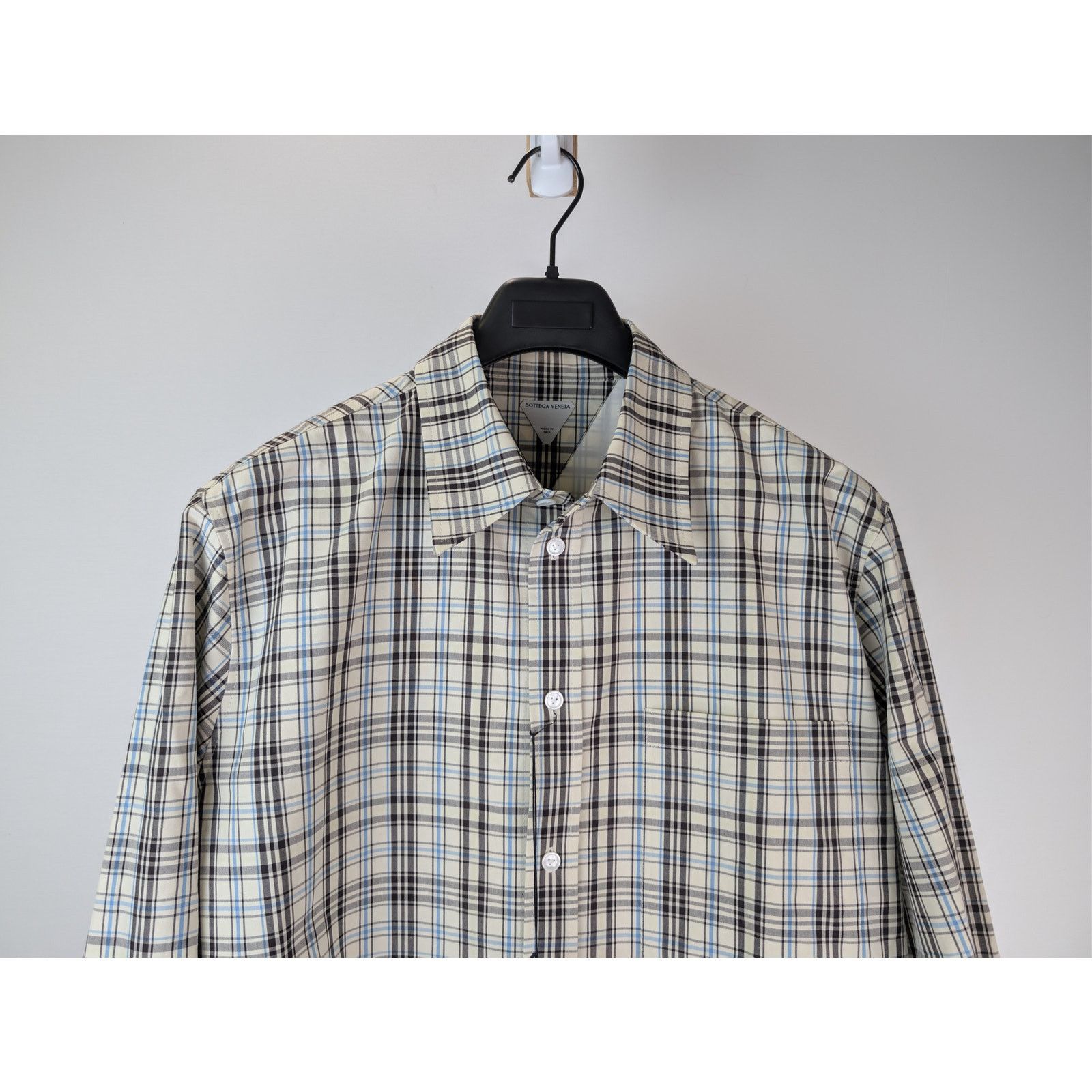 Bottega Veneta o1rshd1 Bold Check Composition Cotton Shirt Chalk / Fondant Size US M / EU 48-50 / 2 - 3 Thumbnail