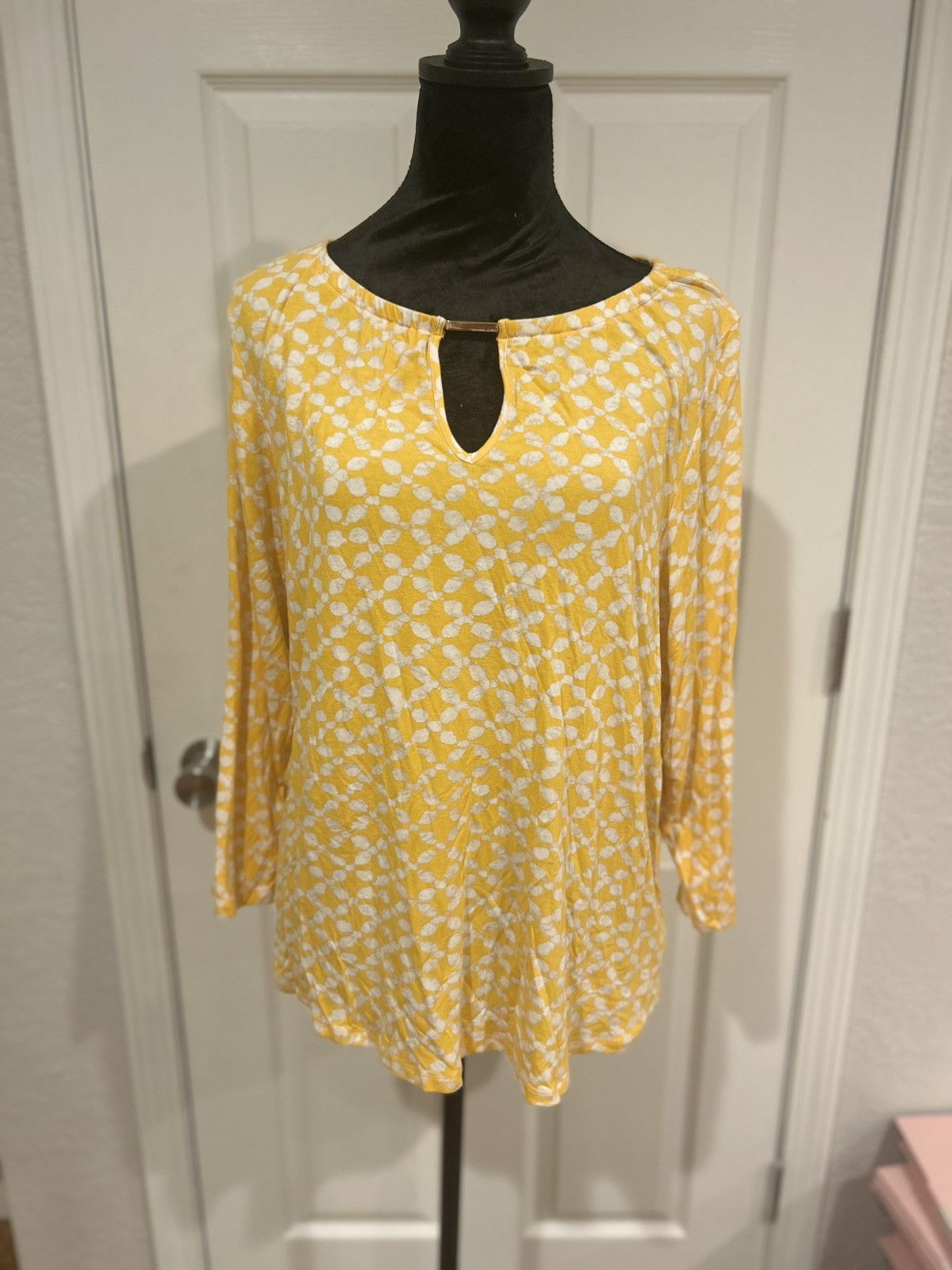 Michael Kors Michael Kors Yellow and White Long Sleeved Blouse Size XL Size XL / US 12-14 / IT 48-50 - 1 Thumbnail