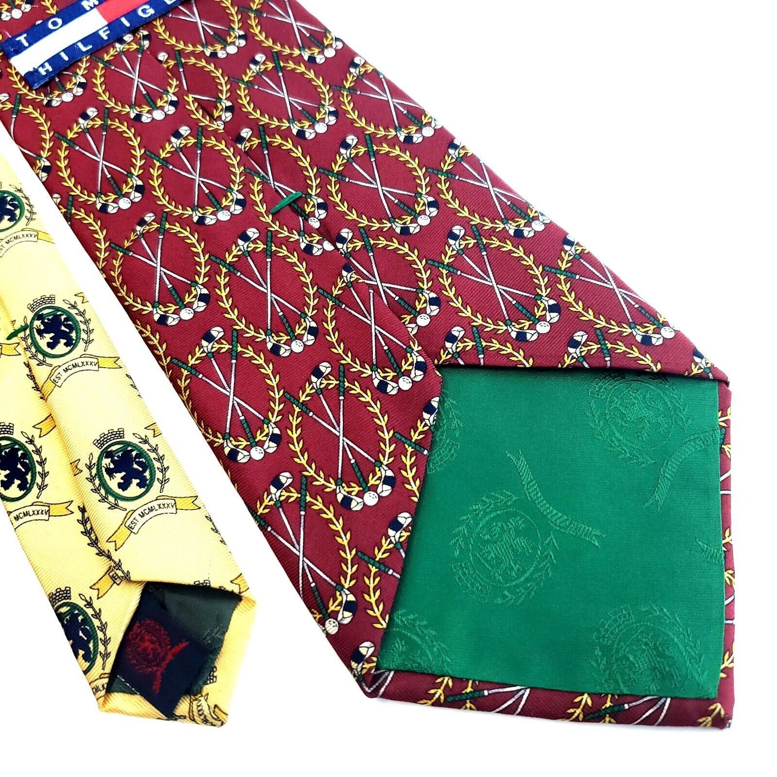Tommy Hilfiger Tommy Hilfiger Red Yellow Golf Print Wide Italian Silk Tie Size ONE SIZE - 6 Thumbnail