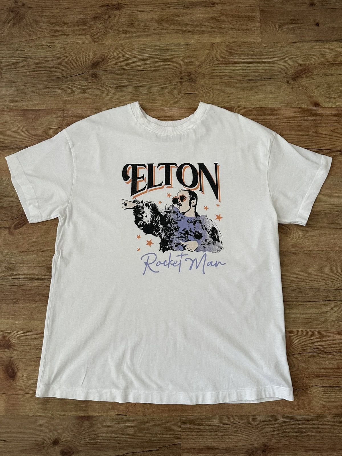 Vintage Vintage Elton John Rocket Man White T-shirt Size US M / EU 48-50 / 2 - 7 Thumbnail