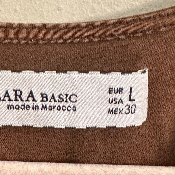 Zara Zara Basic Brown V-Neck Gathered Top L Size L / US 10 / IT 46 - 2 Thumbnail