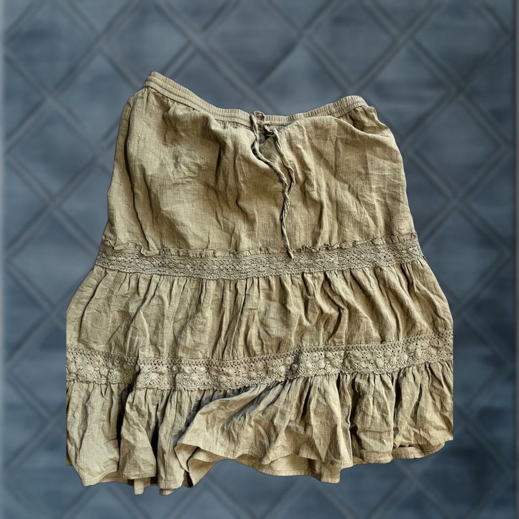 Banana Republic VINTAGE Banana Republic A-Line Knee Length Skirt Women's Size 8 Green Cotton Blend Fall Casual Size 30" / US 8 / IT 44 - 1 Thumbnail