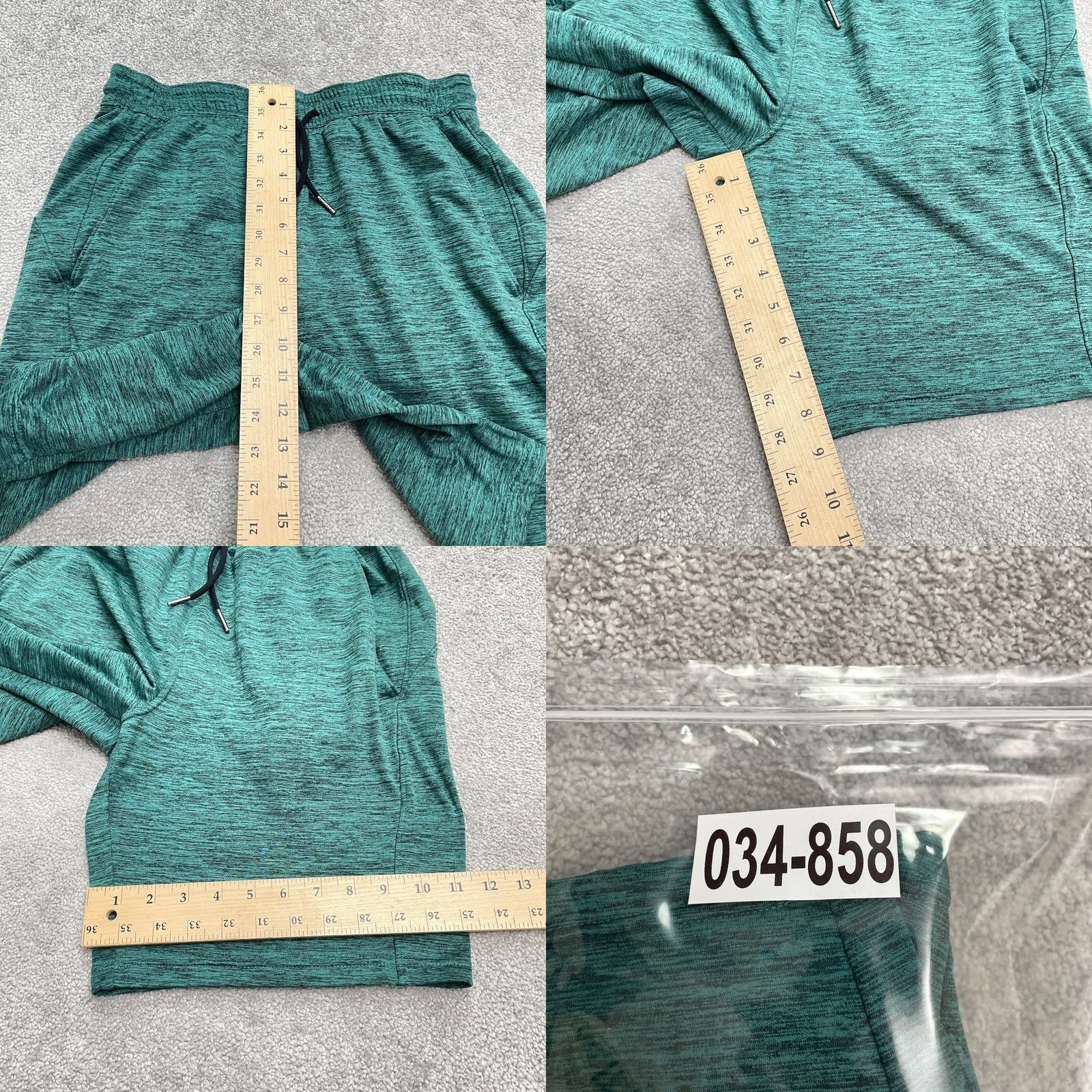 Vintage Zella Performance Casual Shorts Mens Small Heather Green Elastic Drawstring Pocket Logo Zipper Size US 29 - 9 Thumbnail