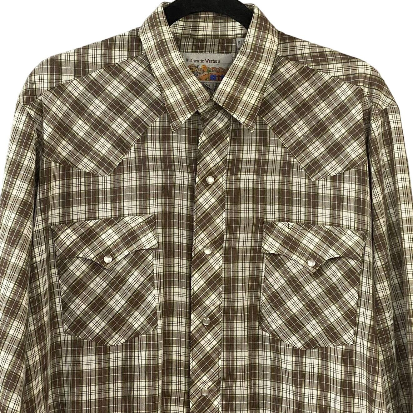 Other ATA Authentic Western Vintage Pearl Snap Plaid 16.5 (Large) Size US L / EU 52-54 / 3 - 3 Thumbnail