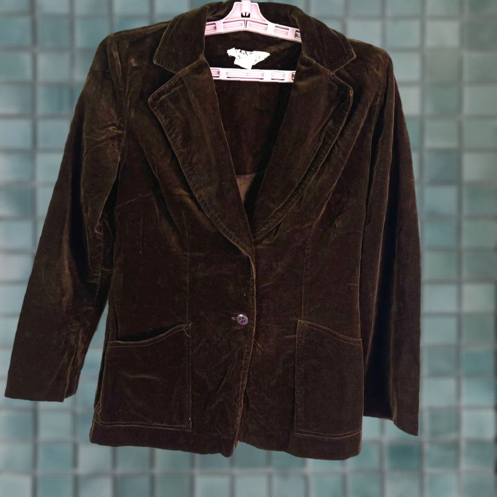 Velour VINTAGE JTG Western Blazer Jacket Womens Size 8 Brown Velour Classic Fit Size M / US 6-8 / IT 42-44 - 1 Thumbnail