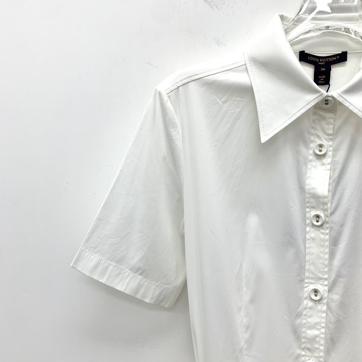 Louis Vuitton Louis Vuitton White Lapel Short Sleeve Pleated Dress K26WX Size XS / US 0-2 / IT 36-38 - 3 Thumbnail