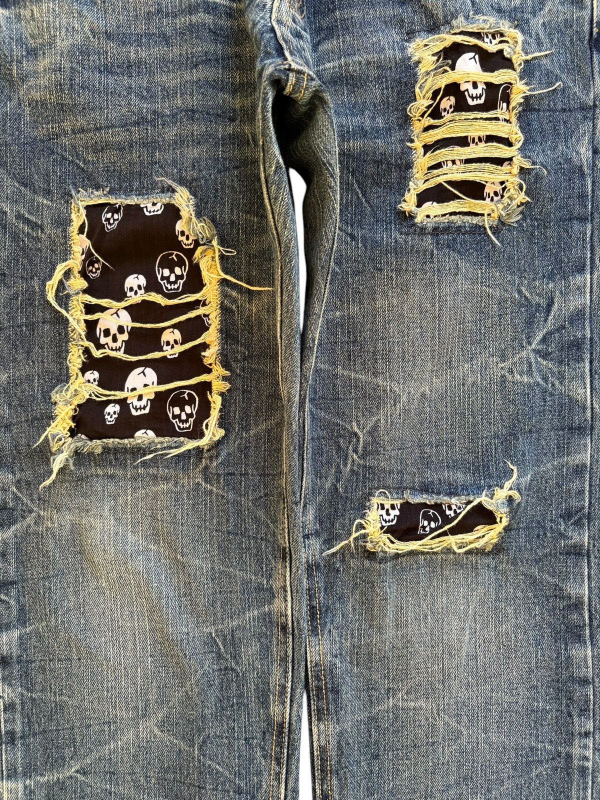 Japanese Brand × Seditionaries Vintage Japanese Brand Patches Skull Ripped Jeans Size US 30 / EU 46 - 5 Thumbnail