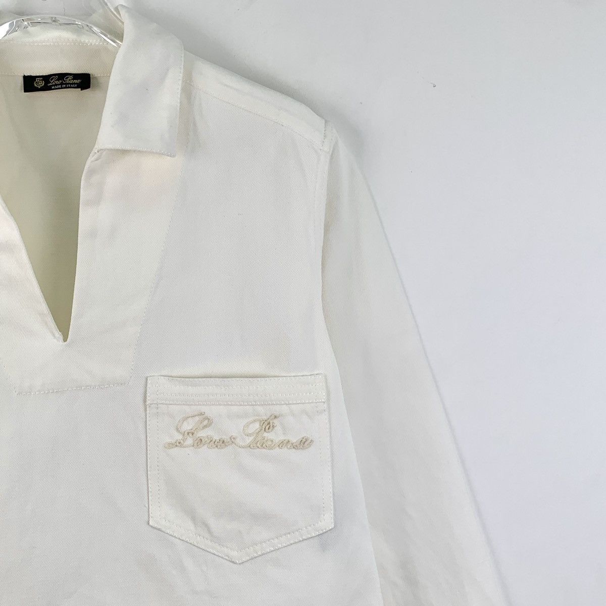 Loro Piana Loro Piana White Pocket Cotton Long Sleeve Top Size S / US 4 / IT 40 - 3 Thumbnail
