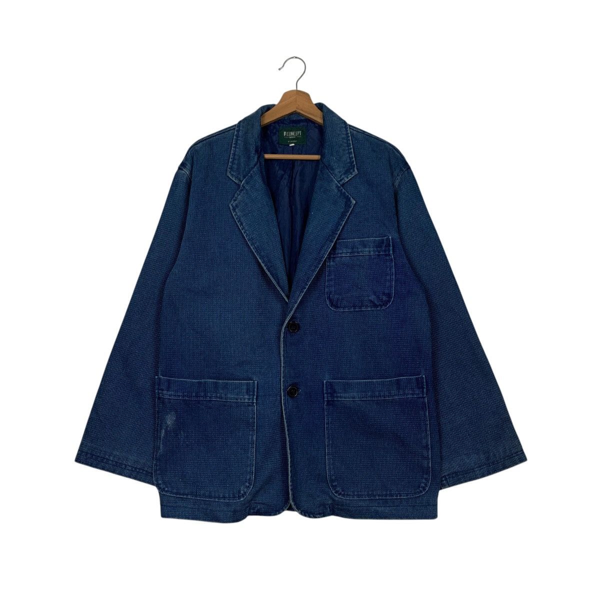 90's F.CONCEPT Blue Indigo Blazer Casual Jacket #2741-C123