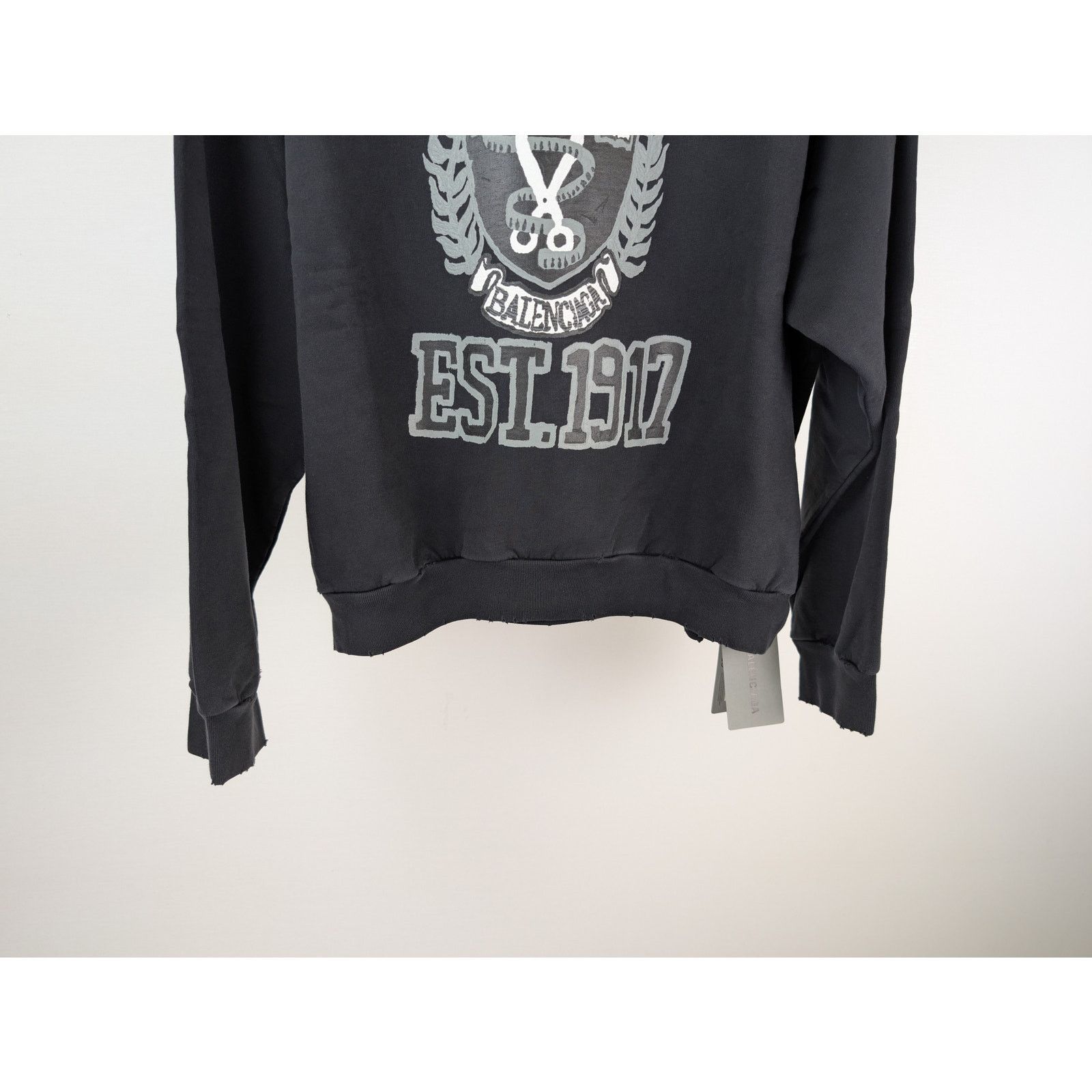 Balenciaga o1rshd1 DIY College No Pocket Medium Fit Hoodie Washed Black Size US M / EU 48-50 / 2 - 4 Thumbnail