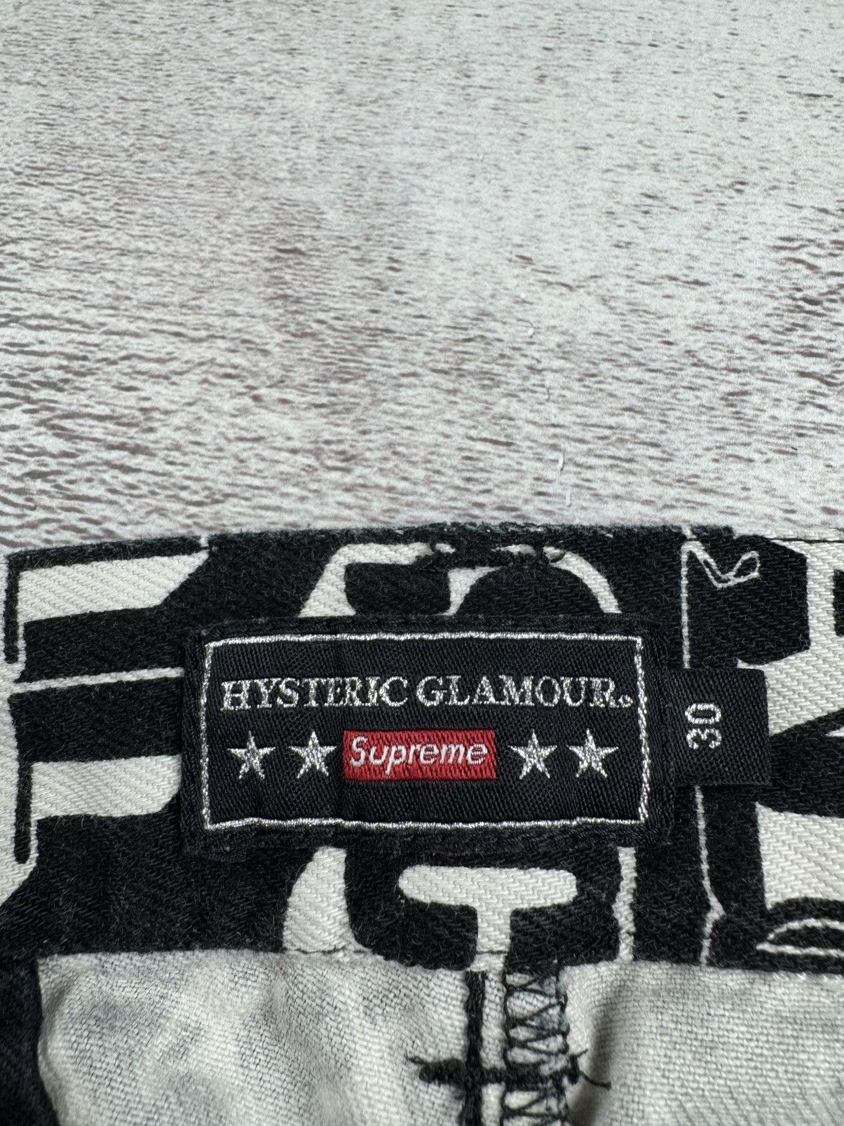 Hysteric Glamour × Supreme HYSTERIC GLAMOUR X SUPREME Text Work Black Monogram Straight Trousers Pants Size US 30 / EU 46 - 19 Thumbnail