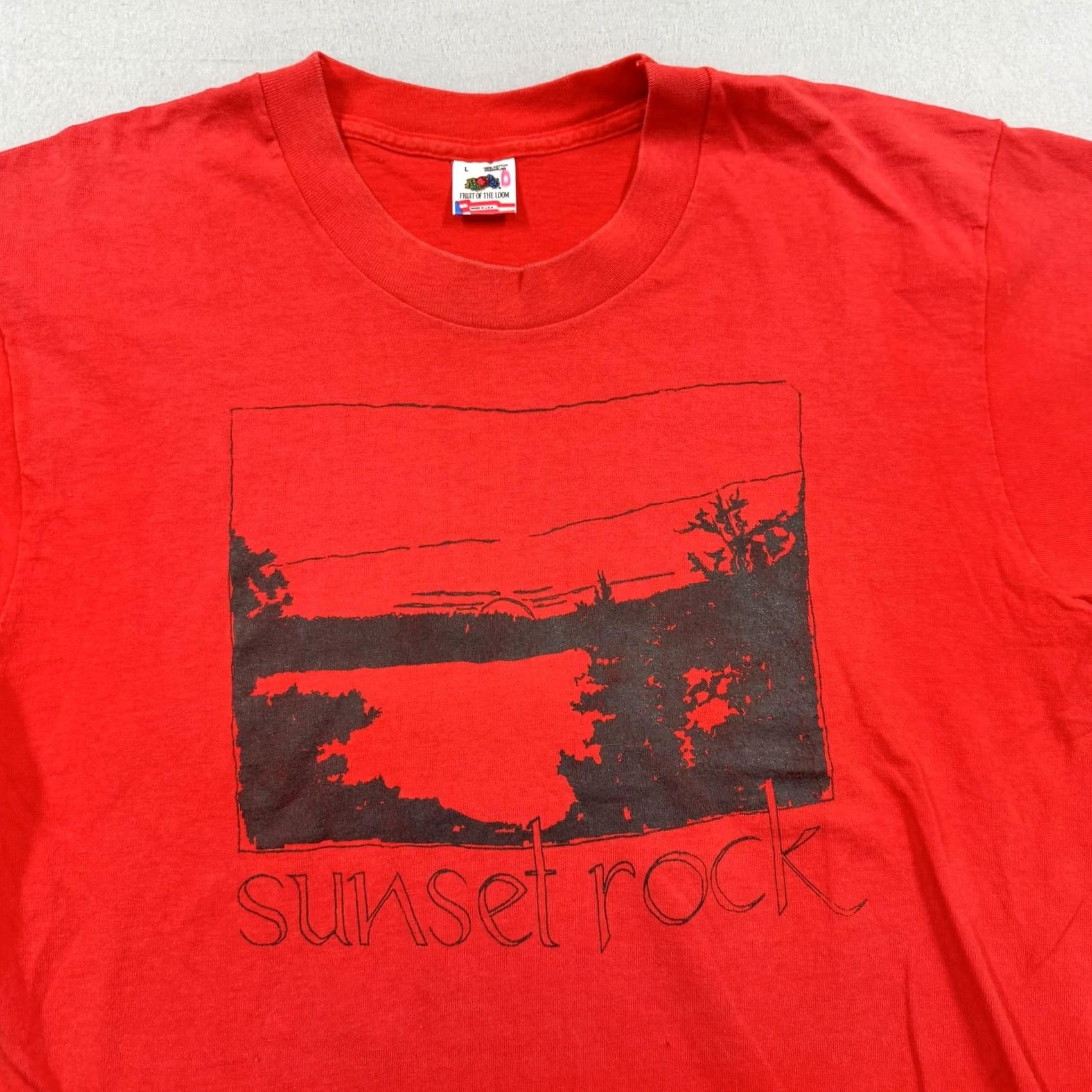 Fruit Of The Loom VINTAGE Sunset Rock Shirt Mens L Red Nature Graphic Fruit of the Loom 90s Size US L / EU 52-54 / 3 - 2 Thumbnail