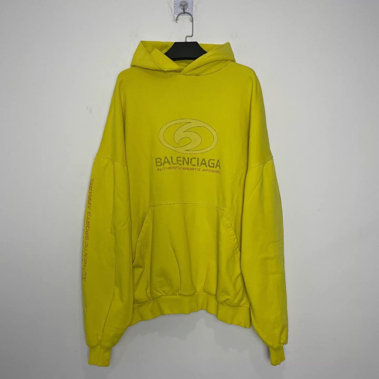 Balenciaga Yellow Oversized Hoodie with Front Logo Size US XXS / EU 40 - 1 Thumbnail
