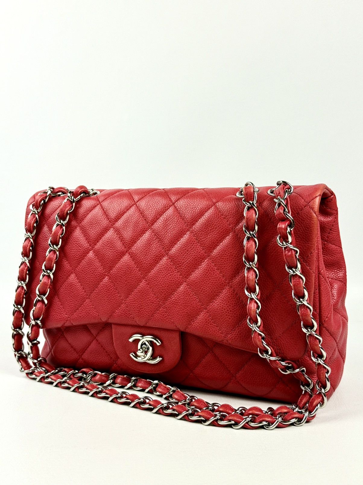 Chanel Chanel - Karl - 2008 - Raspberry Red - Caviar - Jumbo - Flap Size ONE SIZE - 3 Thumbnail