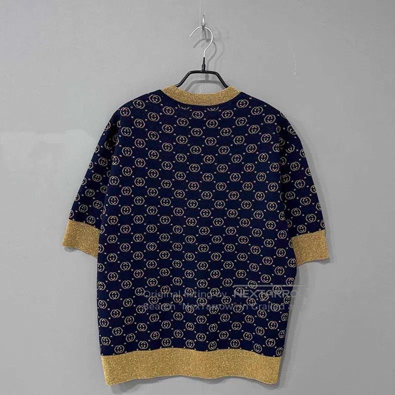 Gucci Gucci Gold thread double G full-printed knitwear short sle Size M / US 6-8 / IT 42-44 - 3 Thumbnail