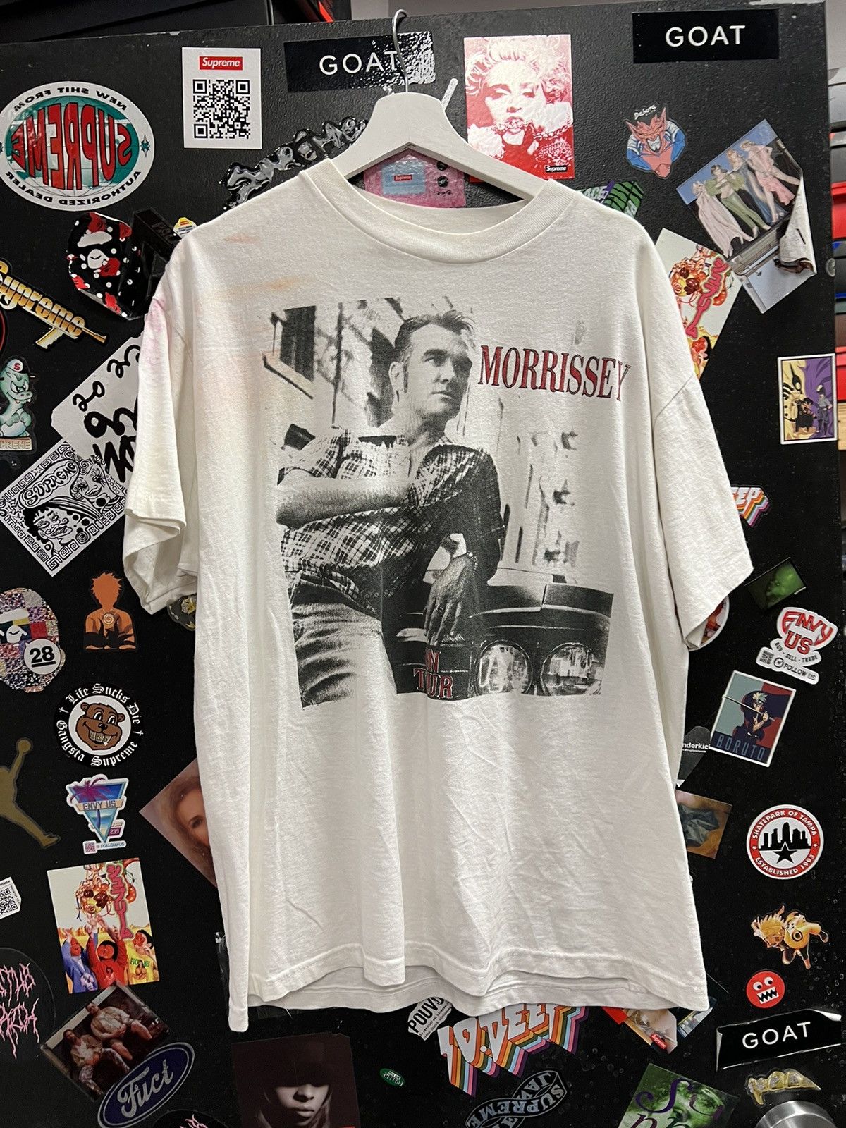 image of Band Tees x Vintage Morrissey On Tour Tshirt in White, Men's (Size XL)