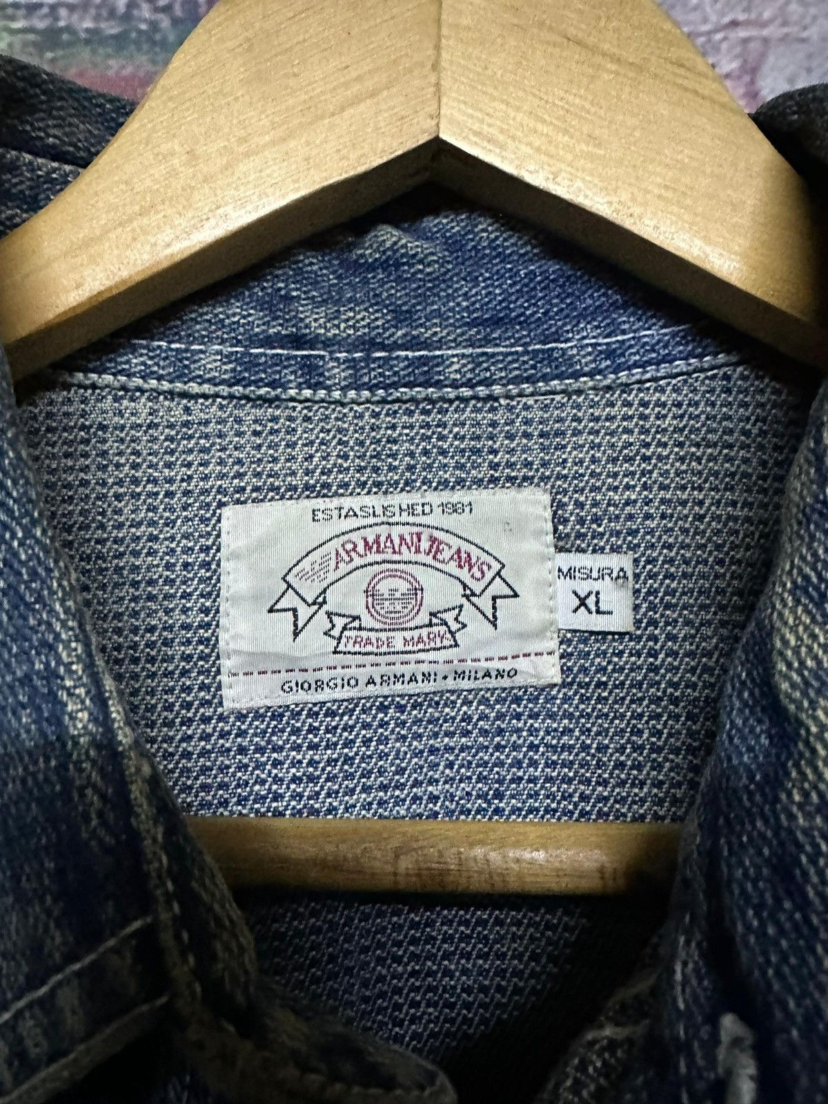 Emporio Armani × Giorgio Armani × Vintage Vtg🔥Armani Jeans Giorgio Armani Milano Denim Button Up Shirt Size US XL / EU 56 / 4 - 12 Thumbnail