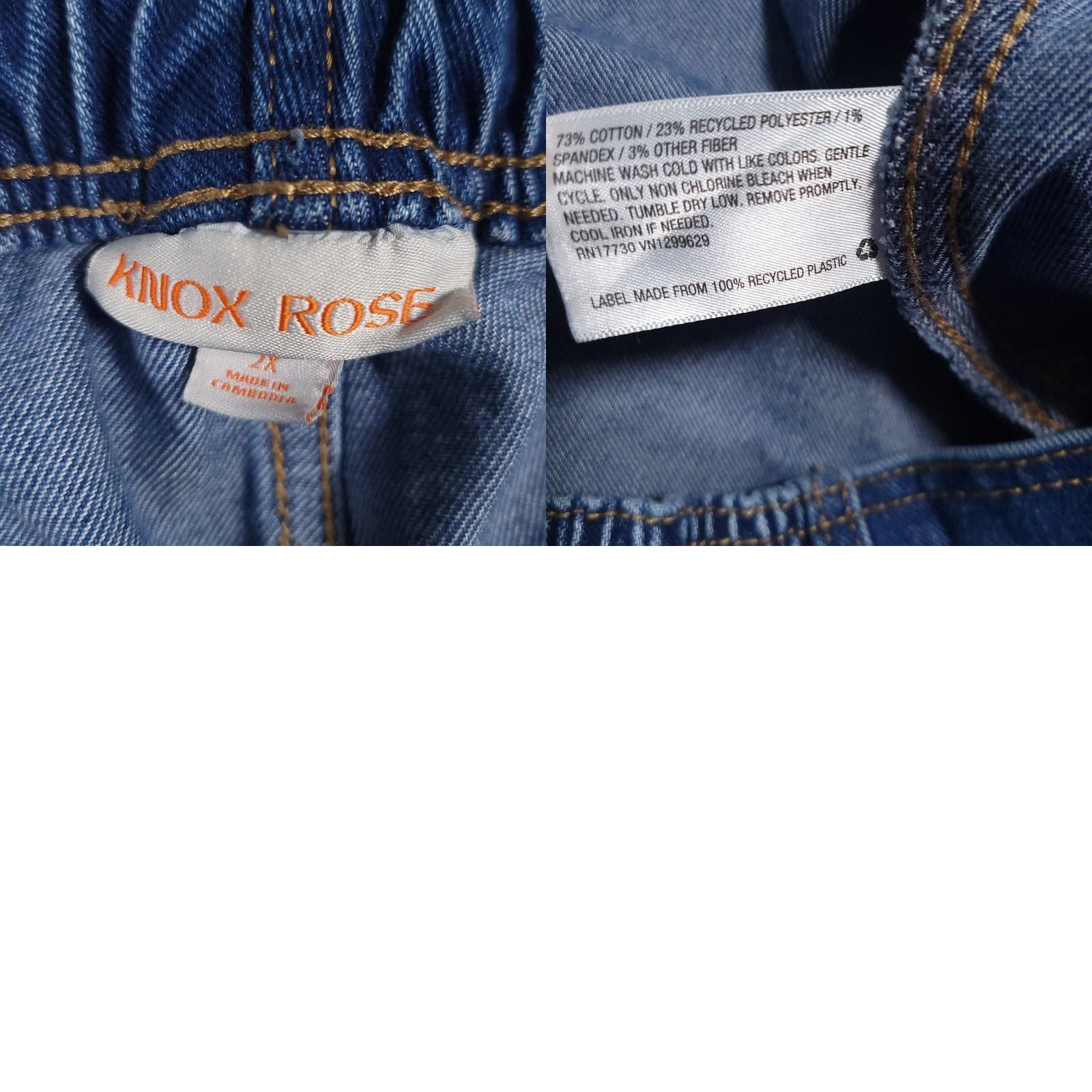 Vintage Knox Rose Jeans Women's 2X Plus Elastic Waist Straight Medium Wash 44X30 Jeans Size 40" / US 18 - 10 Thumbnail