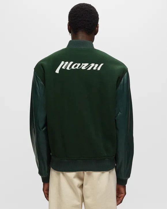 Marni o1w1db11124 Felt And Leather Bomber Jacket in Green Size US M / EU 48-50 / 2 - 2 Thumbnail