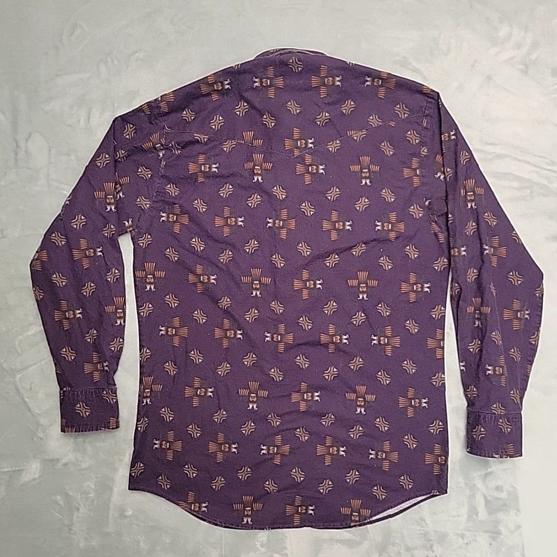 Roper VTG Cowboys Turtle Association Shirt Mens ML Purple Aztec Pearl Snap Made in USA Size US M / EU 48-50 / 2 - 6 Thumbnail