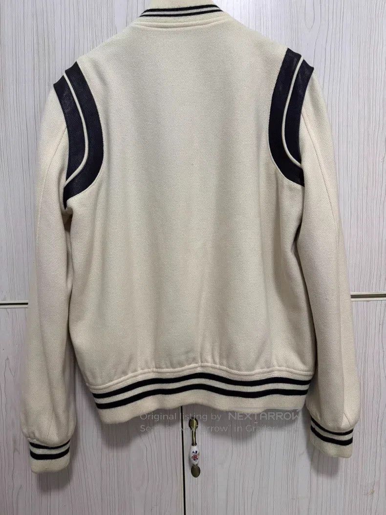 Saint Laurent Paris Saint Laurent Paris Ivory White Leather Patchwork Baseball Size US M / EU 48-50 / 2 - 2 Thumbnail