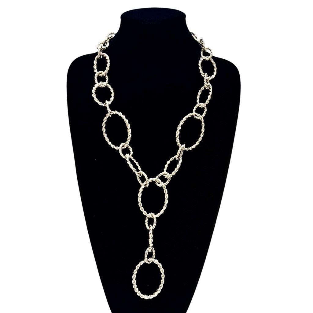 Chicos CHICO’S Silver Link Circle Statement Lariat Necklace | NWOT Size ONE SIZE - 1 Thumbnail