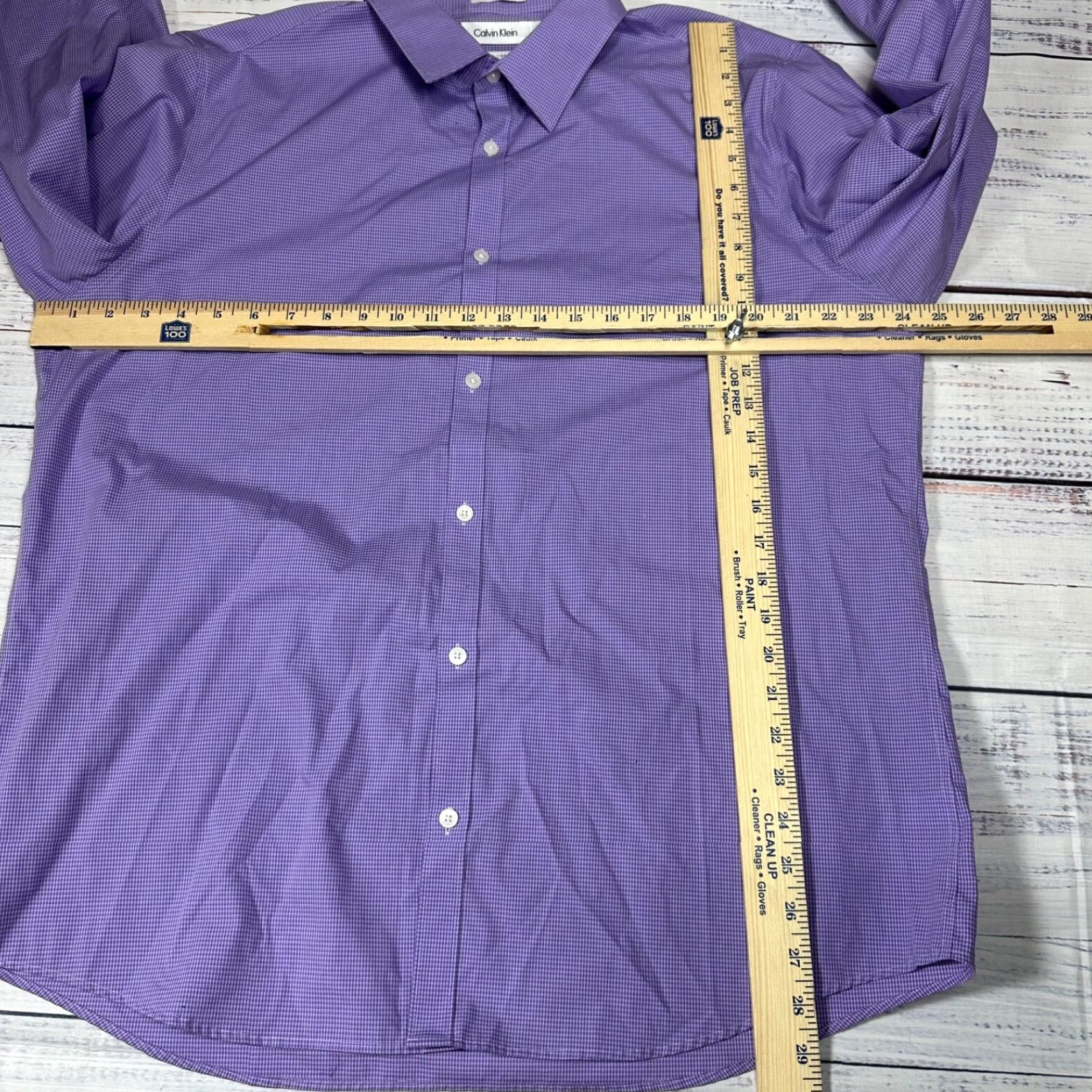 Calvin Klein Calvin Klein Mens Long Sleeve Button-Up Shirt XL Purple Cotton Blend Non-Iron Micro Plaid Size US XL / EU 56 / 4 - 2 Thumbnail