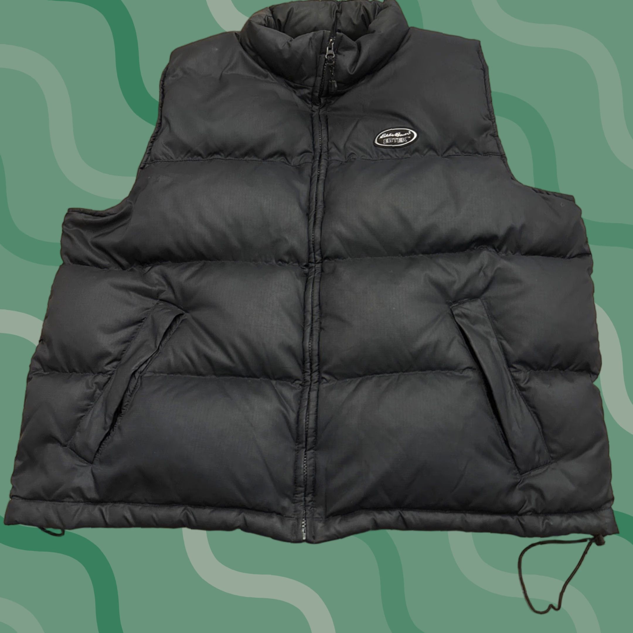 Eddie Bauer VINTAGE? (no) Eddie Bauer Ebtek Puffer Vest Goose Down Black Size XL Mens Quilted Down Vest Nylon Ebtek Draw String Issue Size US XL / EU 56 / 4 - 1 Thumbnail