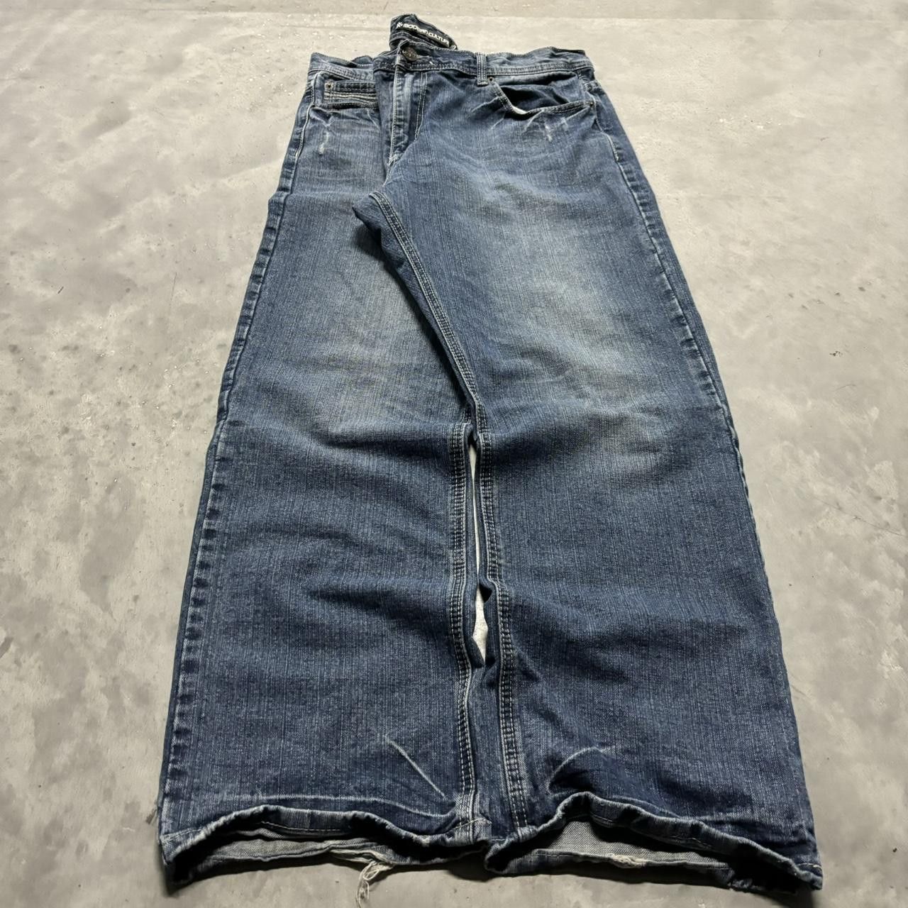 Japanese Brand × Vintage Crazy Vintage Y2K/2000s Baggy Grunge Dark Wash Skater Denim Jeans! Size US 40 / EU 56 - 3 Thumbnail