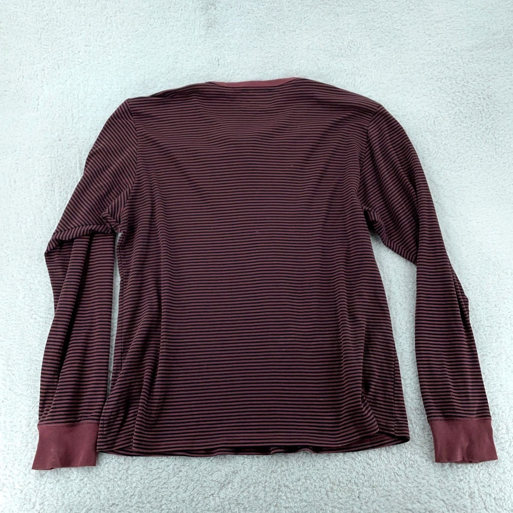 Vintage VINTAGE Lightning Bolt Hawaii L/S Striped Henley Shirt Mens XL Maroon Black USA Mens XL Striped Henley Shirt Size US XL / EU 56 / 4 - 6 Thumbnail