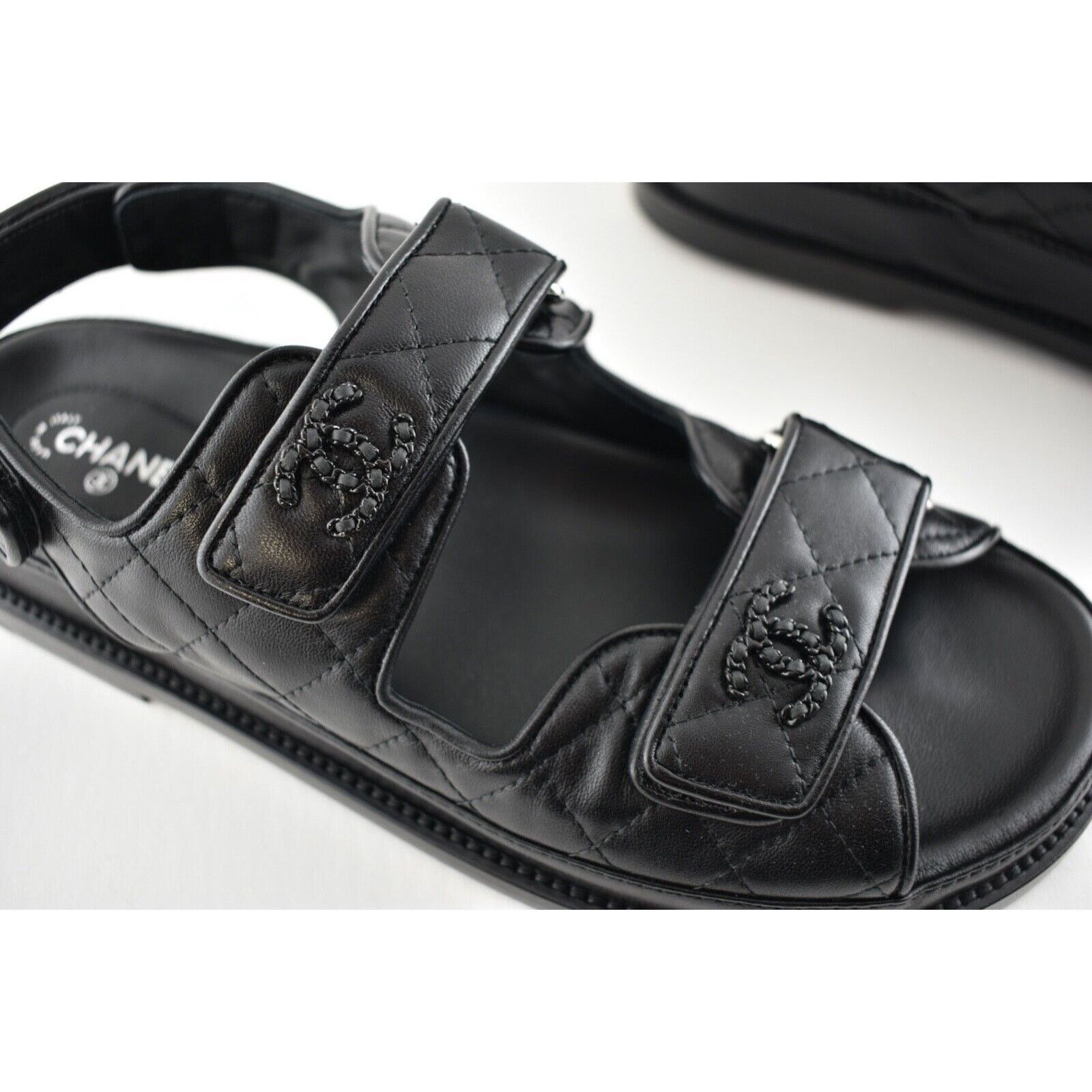 Chanel Chanel Black Leather Quilted Chain CC Logo Mule Slide Strap Size US 10 / IT 40 - 4 Thumbnail