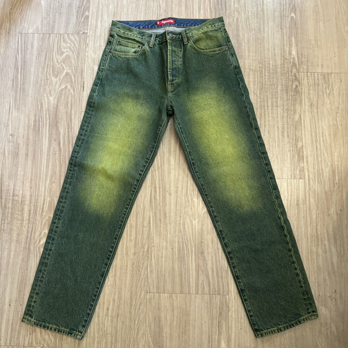 image of Supreme Baggy Acid Wash Jeans in Acid Lime, Men's (Size 30)