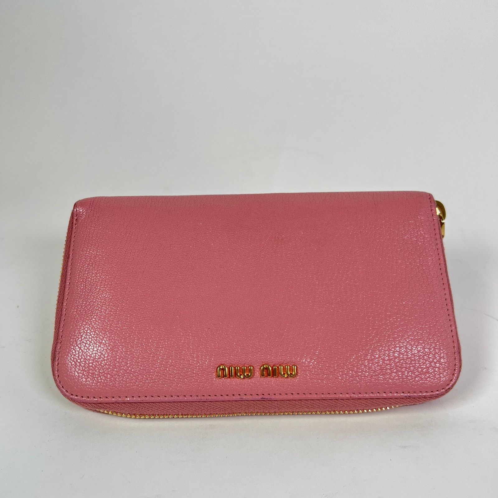 Miu Miu Miu Miu Pink Leather Zip Around Wallet Size ONE SIZE - 1 Thumbnail