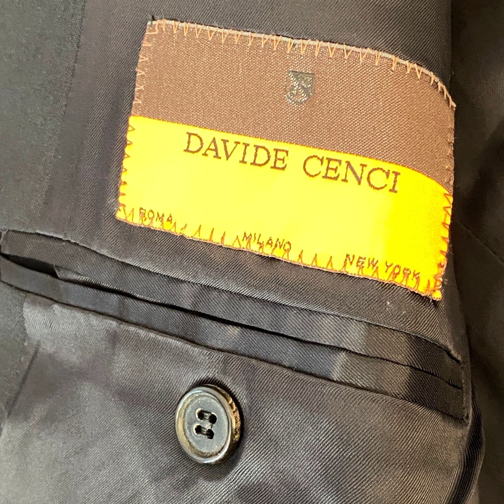 Vintage Davide Cenci Blazer Mens Navy Virgin Wool 3-Button Jacket 42L Italy Regular Long Black Notch Wool Blazer Style Italian Tailored Business Mens Size 42R - 3 Thumbnail