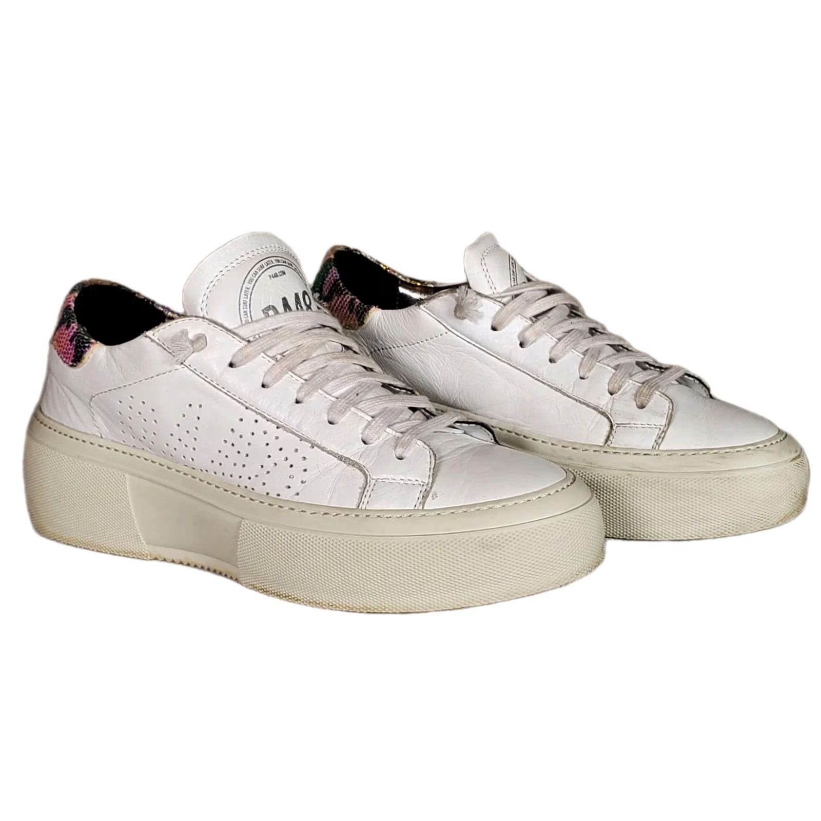 P448 P448 Sneakers Womens White Louise Rainbow Snake Embossed Logo Platform Women Size US 10 / IT 40 - 2 Thumbnail