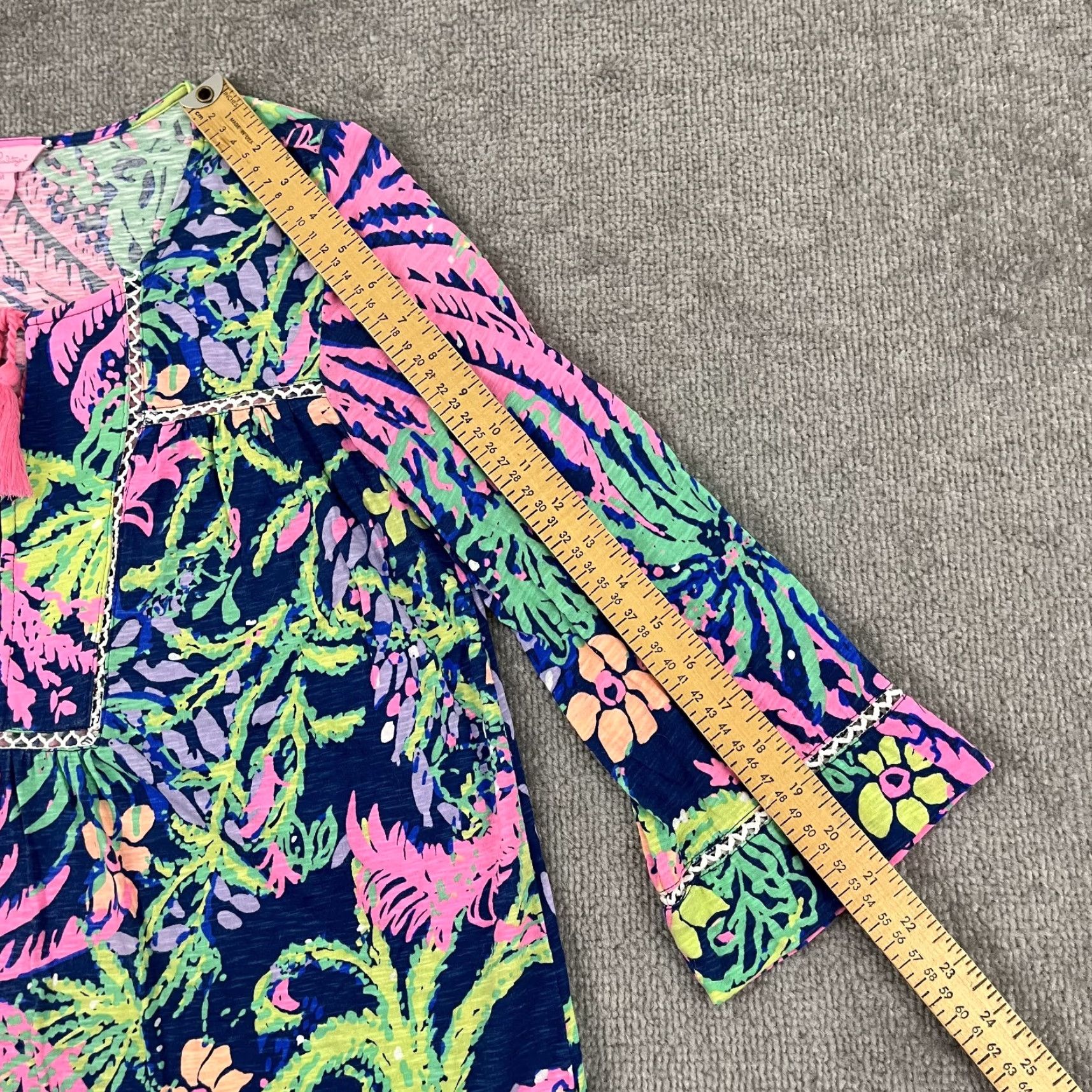 Lilly Pulitzer Lilly Pulitzer Tunic Blouse Womens Medium Multicolor Floral Tasseled Casual 3/4 Sleeve Size M / US 6-8 / IT 42-44 - 5 Thumbnail