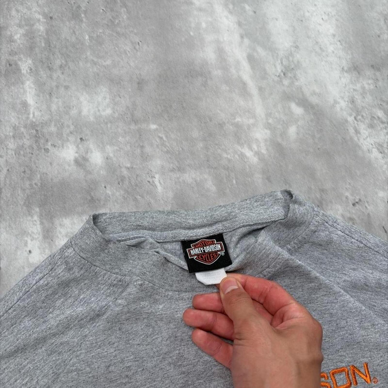 Harley Davidson Vintage Grey Harley Davidson Grunge Biker Long Sleeve Shirt Size US XL / EU 56 / 4 - 6 Thumbnail