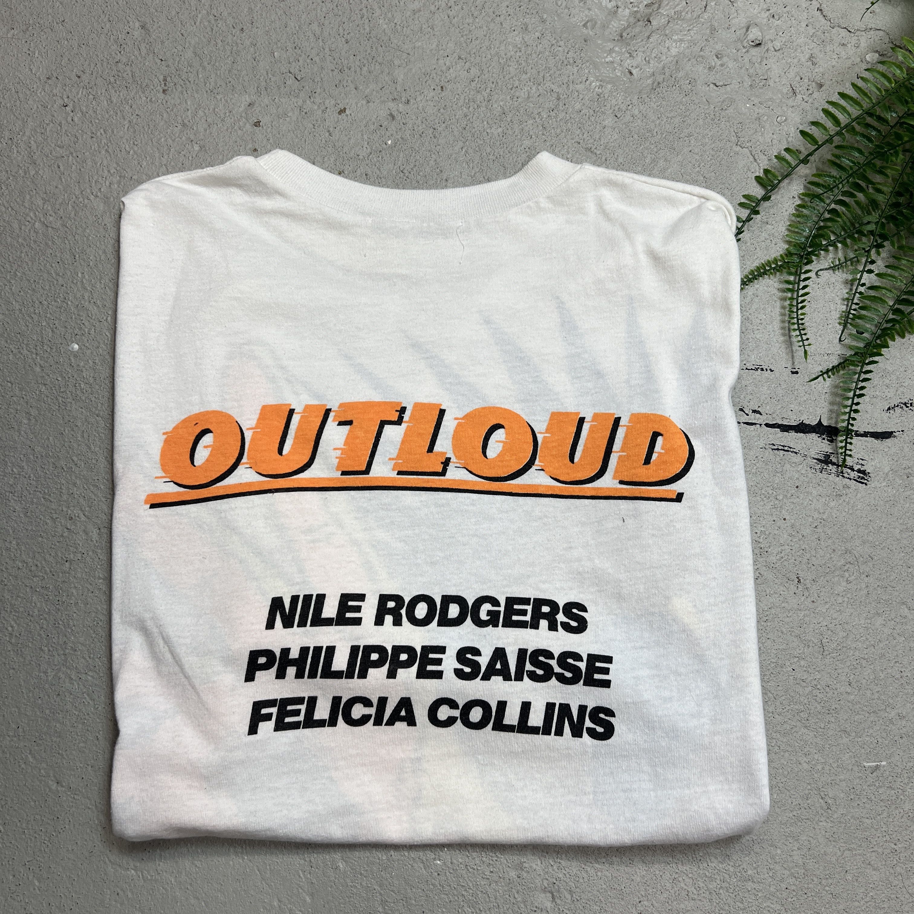 Vintage Vintage 1990s Outloud Rare Promo White Tee Hand Mouth Size US L / EU 52-54 / 3 - 4 Thumbnail