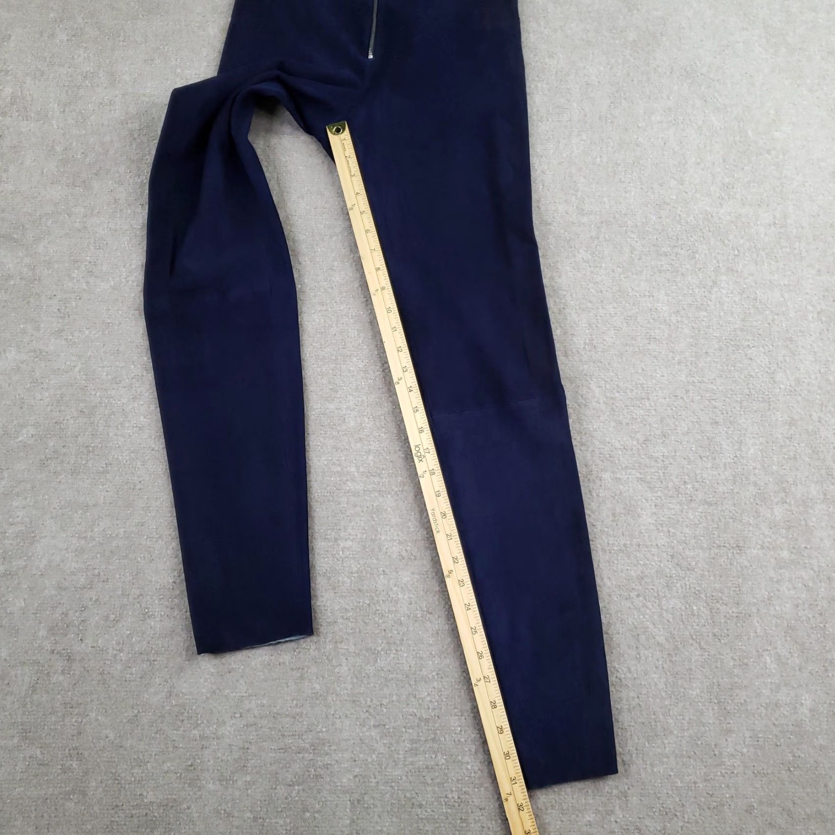 Alice + Olivia VINTAGE Alice + Olivia Base Pants Womens Size 12 Blue Zip Lamb Leather Skinny Ankle Size 34" / US 12 / IT 48 - 2 Thumbnail