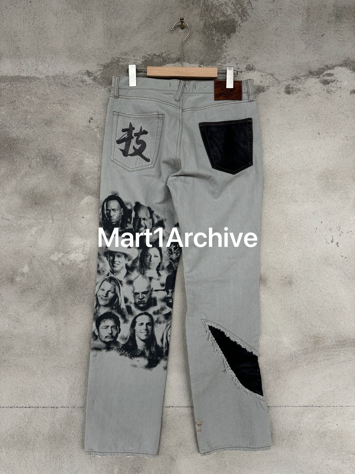 PPFM PPFM WWE 05SS Chinese character“技”Leather Jeans Size US 33 - 2 Thumbnail