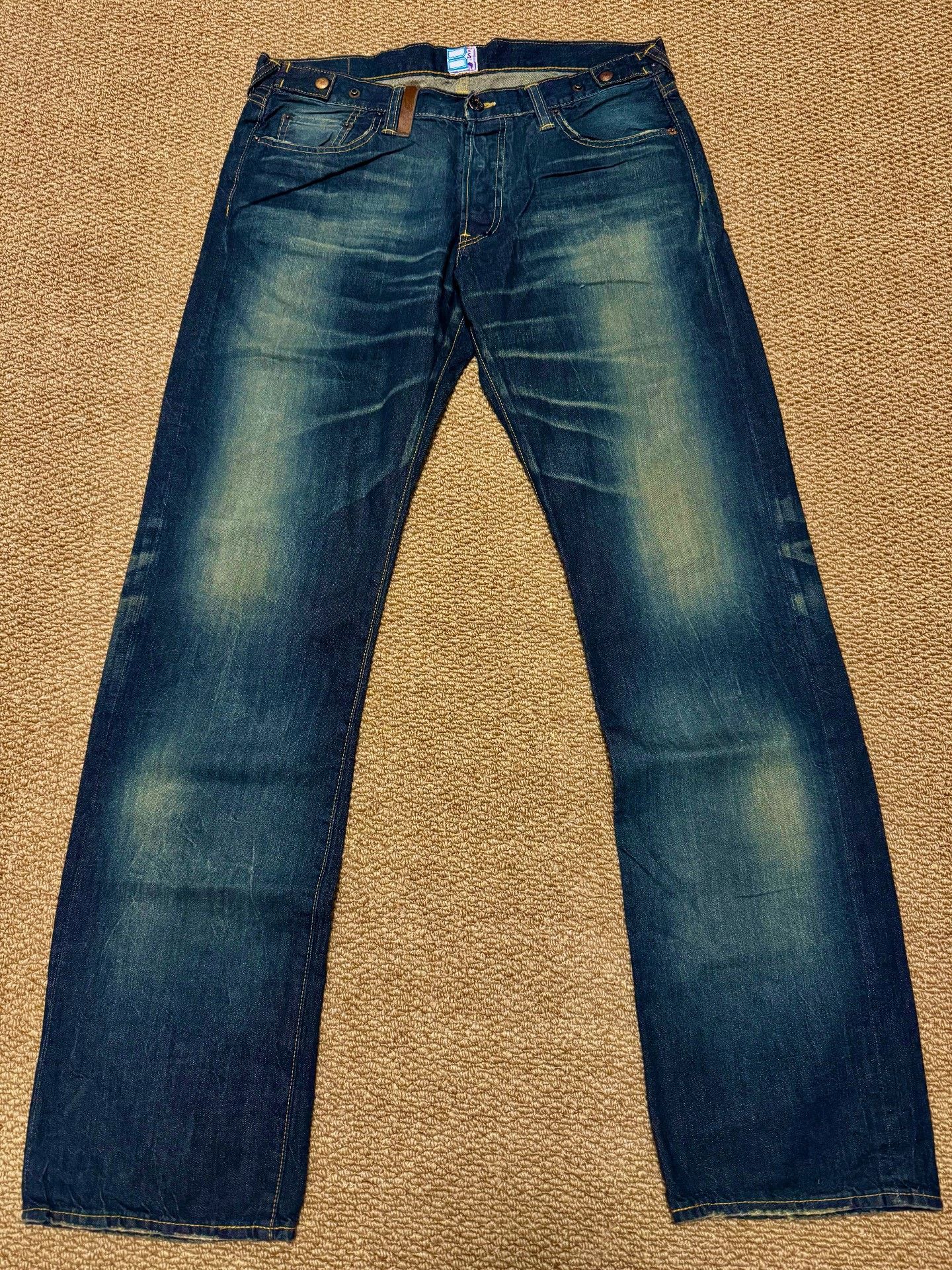 Japanese Brand Blue Denim Jeans with Fading Size US 34 / EU 50 - 1 Thumbnail