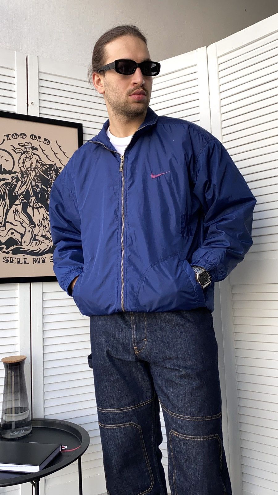 Nike × Vintage Vintage Nike Big Swoosh Logo Nylon Coat Jacket Size US L / EU 52-54 / 3 - 14 Thumbnail