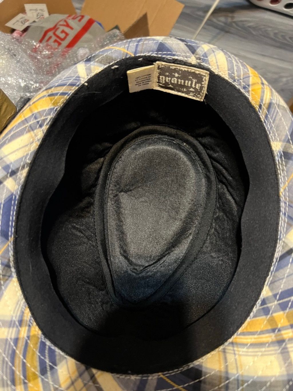 Other Unisex Granule Fedora Hat Tan/Blue Plaid Size One Size Size ONE SIZE - 5 Thumbnail