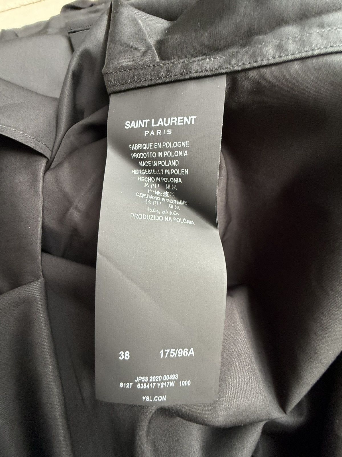Saint Laurent Paris FW19 Saint Laurent black fixed collar shirt 38 grail Size 38R - 15 Thumbnail